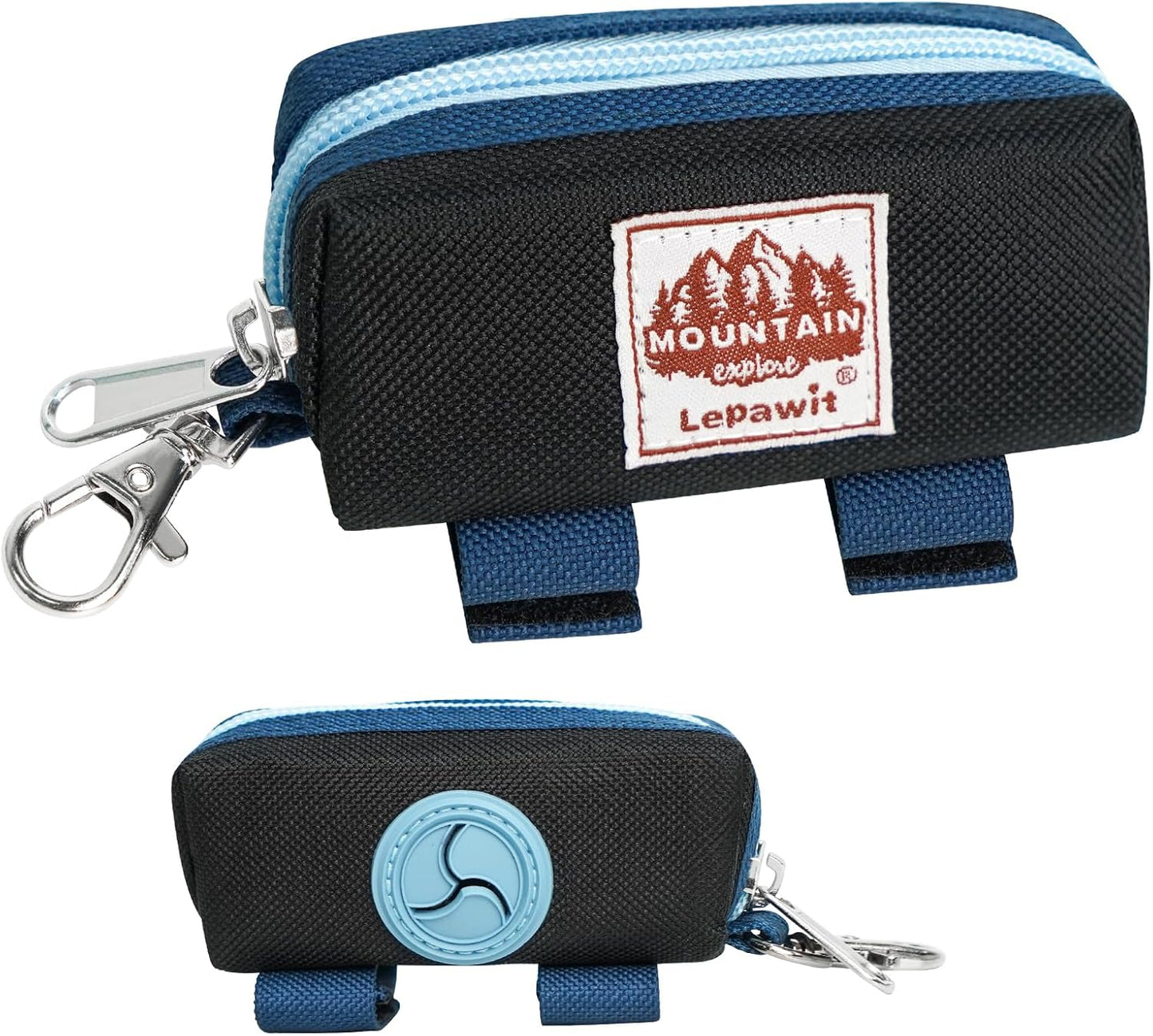 Dog Poop Bag Holder Zippered Pouch, Portable Dog Poop Bag Dispenser with 1 Metal Clip, Fashion Color Matching Canvas Waste Bag Holder for Leashes