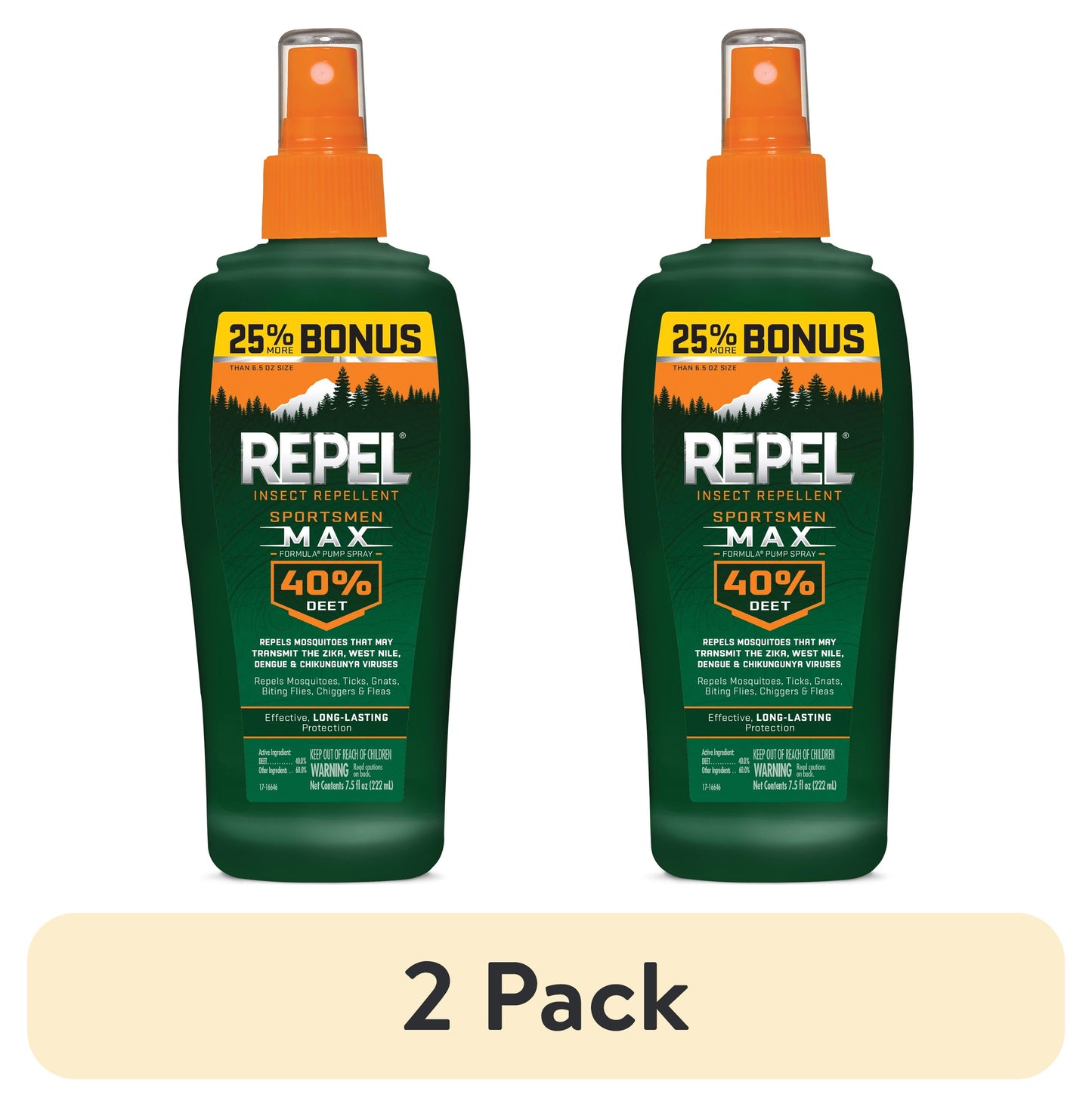 (2 Pack) Insect lent Sportsmen Max Formula Pump Spray W/ 40% Deet, 7.5 Ounces