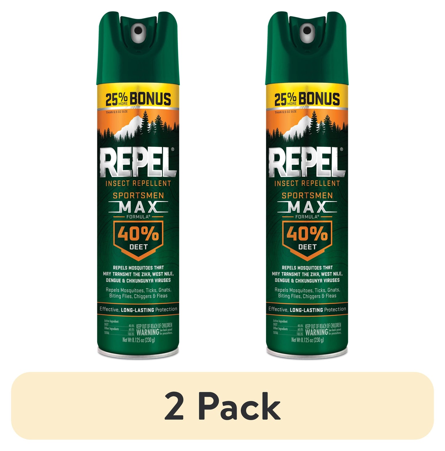 (2 Pack) Sportsmen Max Formula Insect lent Aerosol Spray W/ 40% DEET, 8.125 Ounces
