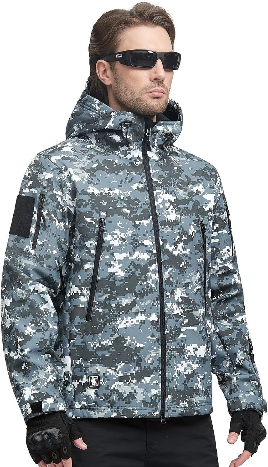 Men'S Outdoor Waterproof Soft Shell Hooded Military Tactical Jacket