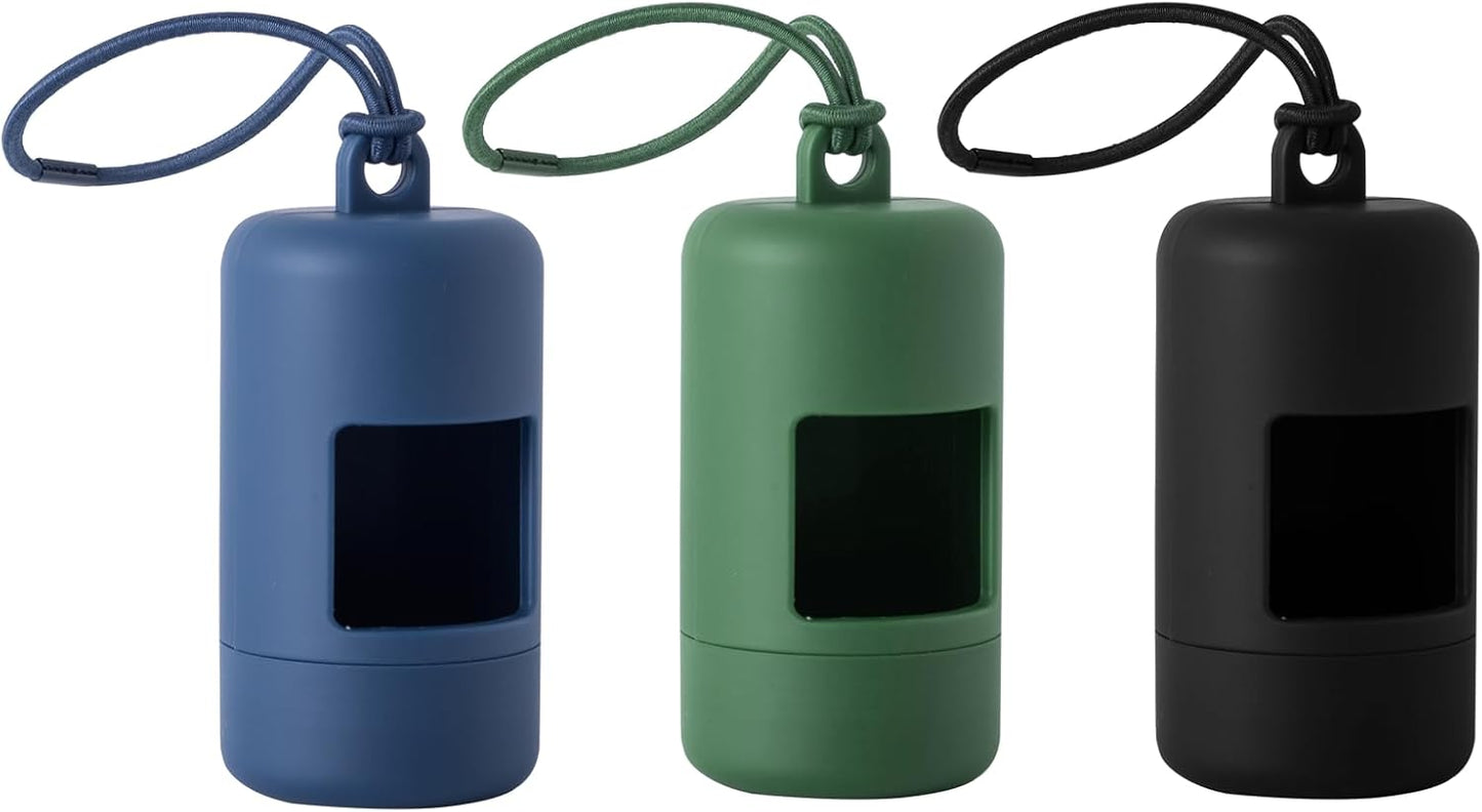 3Pack Dog Poop Bag Holder for Leash Lightweight Pet Waste Bag Dispenser with Leash Attachment Portable Plastic Doggie Poop Bag Dispensers,Blue Green Black