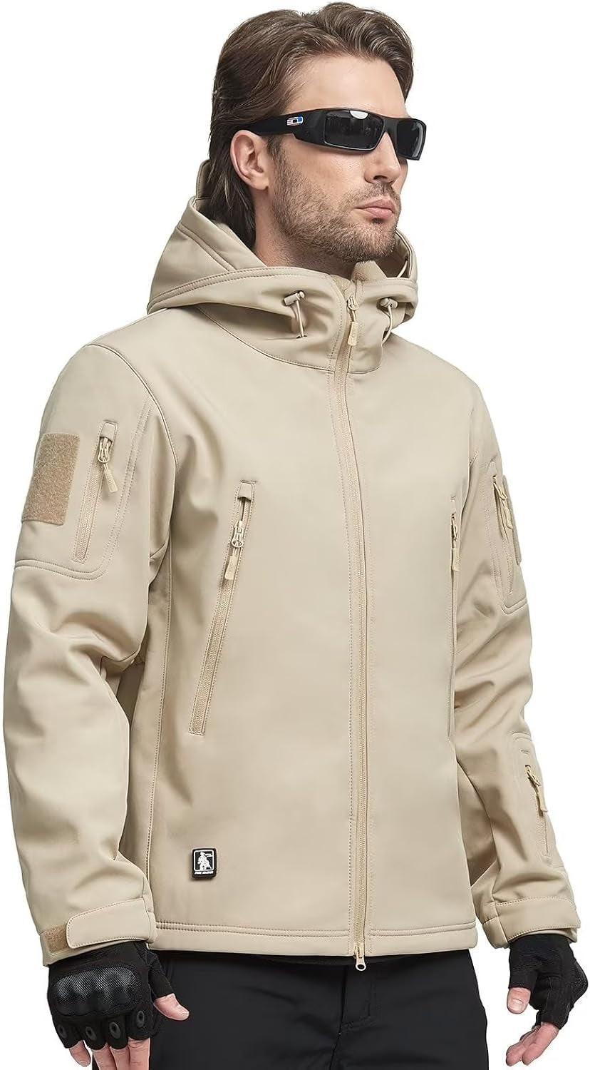Men'S Outdoor Waterproof Soft Shell Hooded Military Tactical Jacket