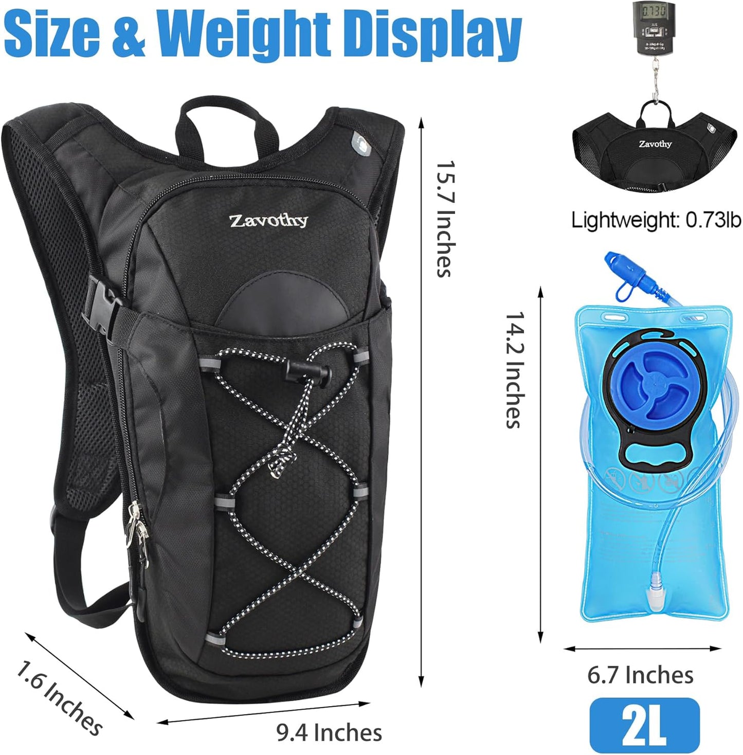 Hydration Backpack with 2L Hydration Bladder Water Backpack for Hiking Hydration Pack for Running Cycling Hiking