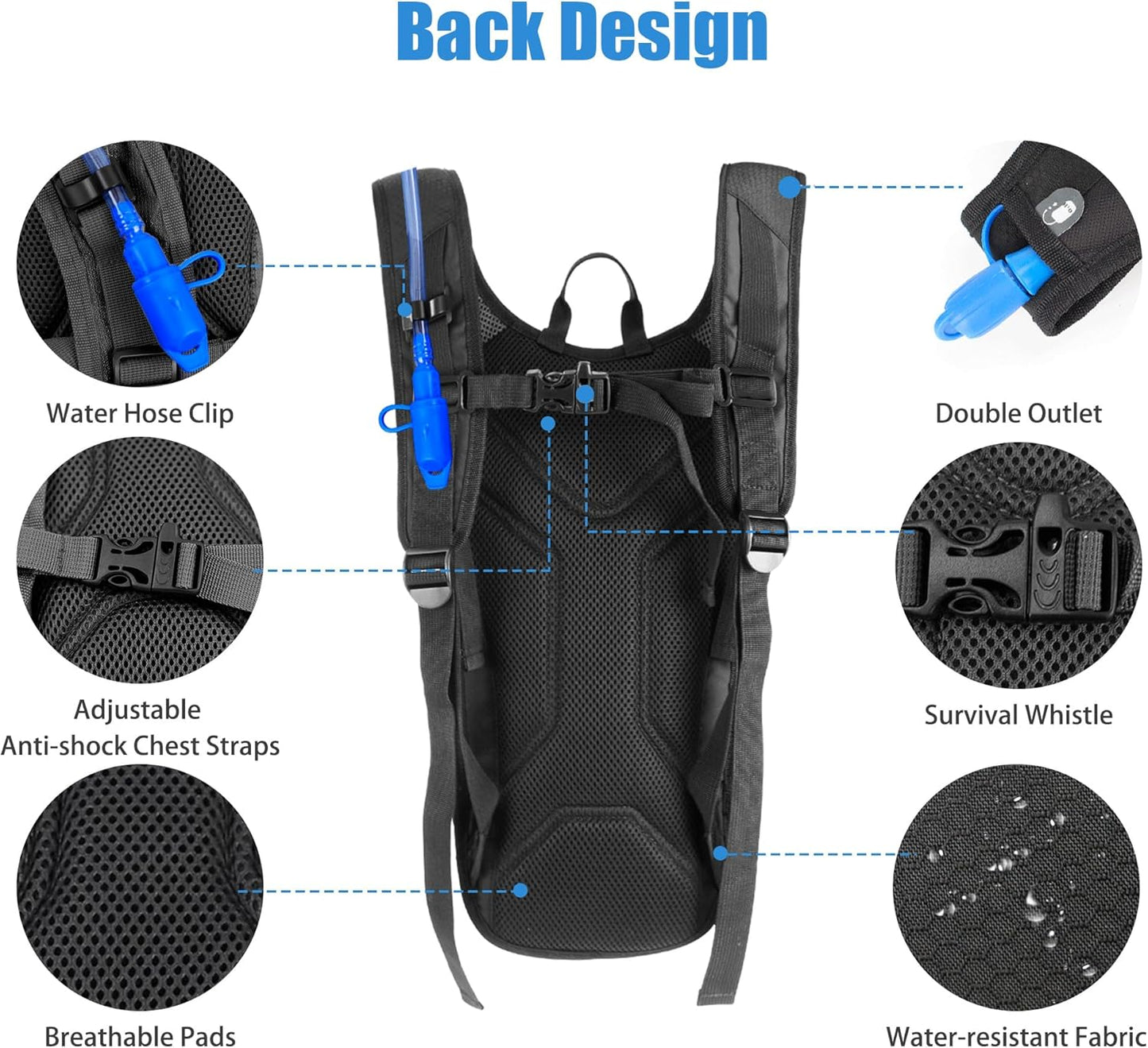 Hydration Backpack with 2L Hydration Bladder Water Backpack for Hiking Hydration Pack for Running Cycling Hiking