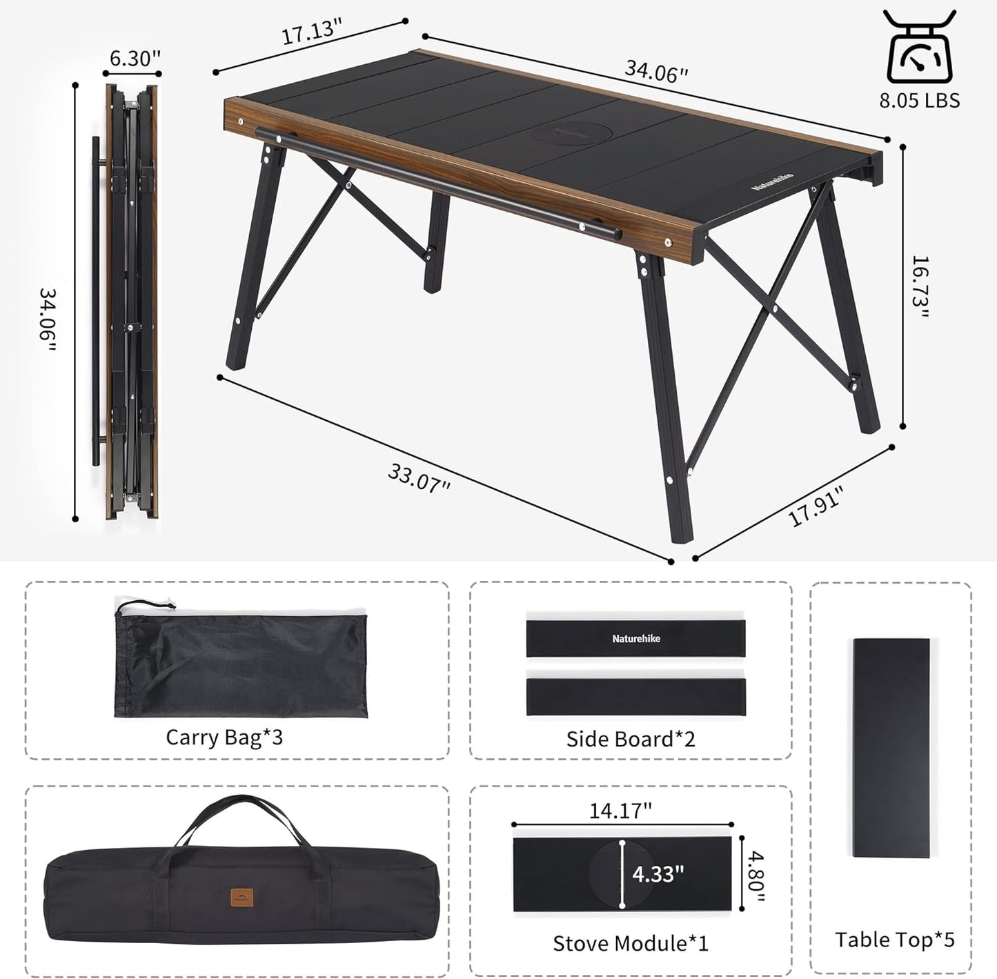 Folding IGT Camping Table, Portable Outdoor IGT Cook System, Ultralight Aluminum Camp Table with Carry Bag for Car Camping Picnic RV Trip Patio Backyard BBQ