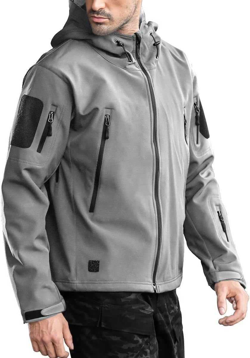 Men'S Outdoor Waterproof Soft Shell Hooded Military Tactical Jacket