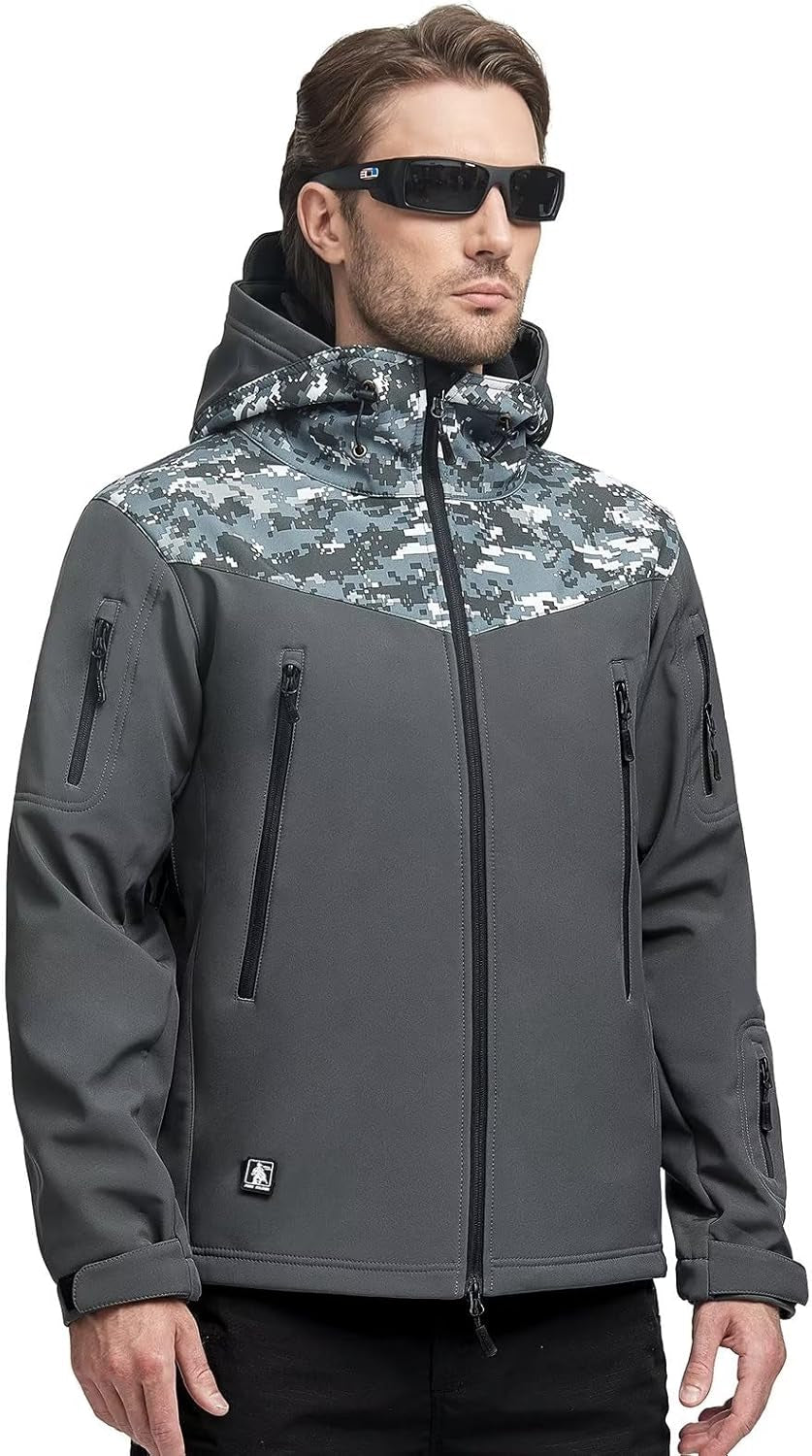 Men'S Outdoor Waterproof Soft Shell Hooded Military Tactical Jacket