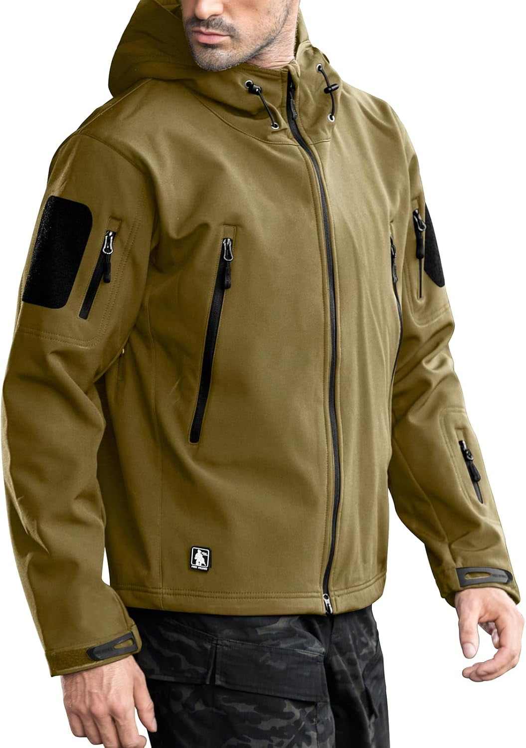 Men'S Outdoor Waterproof Soft Shell Hooded Military Tactical Jacket