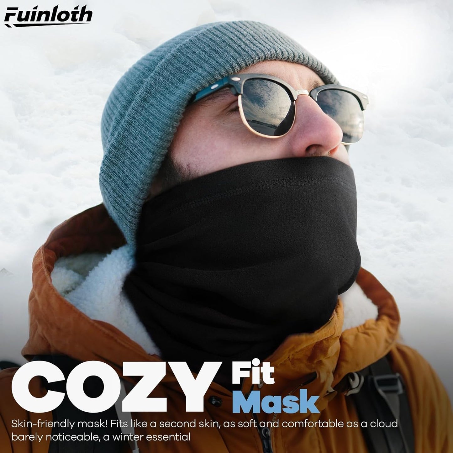 2 Pack Winter Neck Gaiter, Fleece Warmer Scarf Cold Weather Face Mask Cover for Men/Women