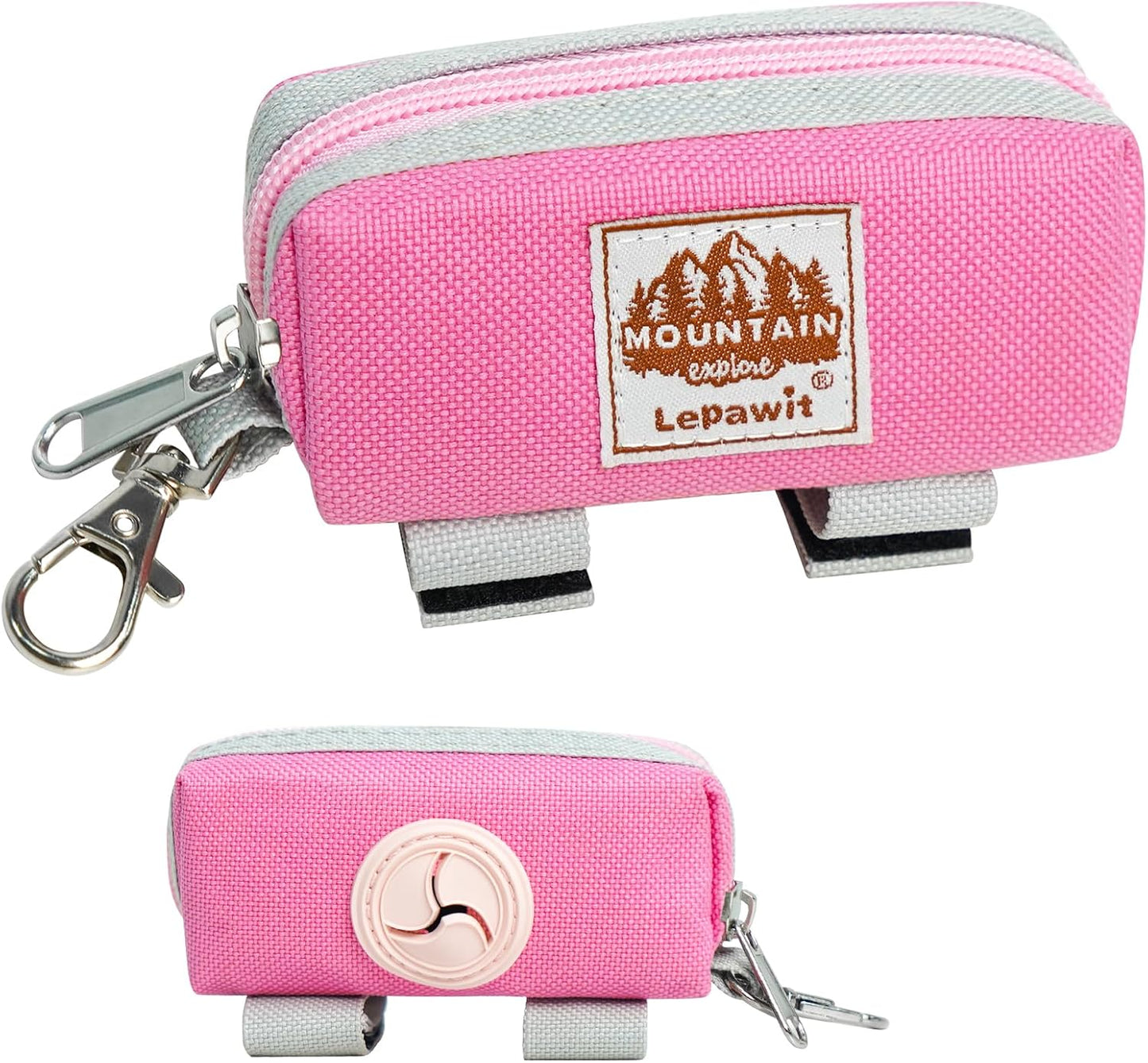 Dog Poop Bag Holder Zippered Pouch, Portable Dog Poop Bag Dispenser with 1 Metal Clip, Fashion Color Matching Canvas Waste Bag Holder for Leashes