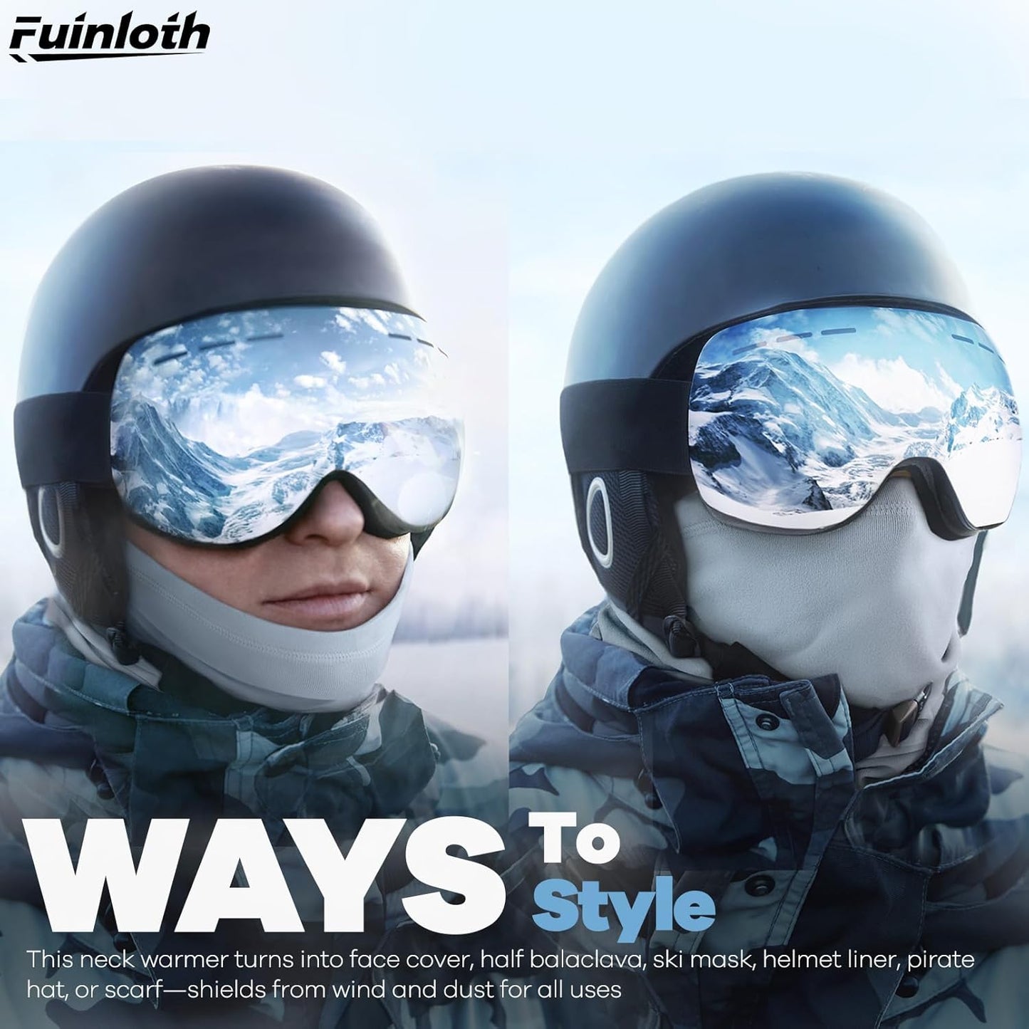 2 Pack Winter Neck Gaiter, Fleece Warmer Scarf Cold Weather Face Mask Cover for Men/Women