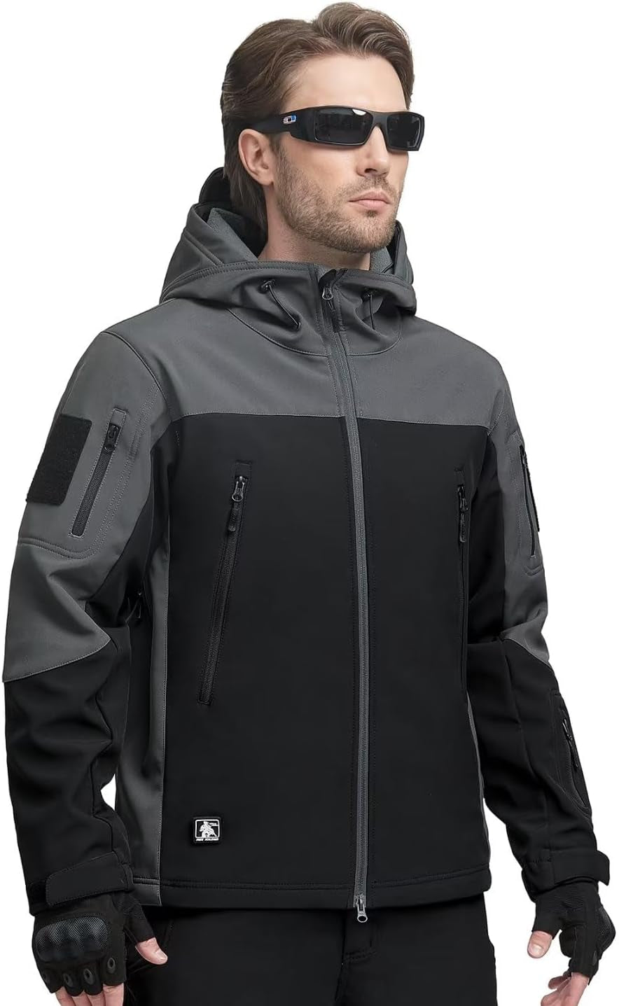Men'S Outdoor Waterproof Soft Shell Hooded Military Tactical Jacket