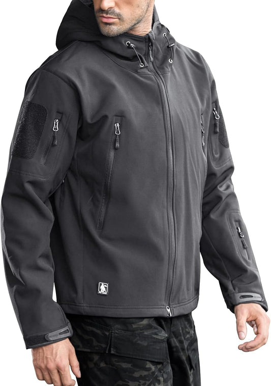 Men'S Outdoor Waterproof Soft Shell Hooded Military Tactical Jacket