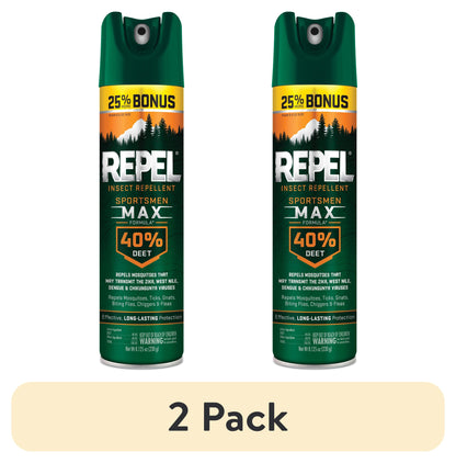 (2 Pack)  Sportsmen Max Formula Insect lent Aerosol Spray W/ 40% DEET, 8.125 Ounces