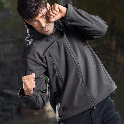 Men'S Outdoor Waterproof Soft Shell Hooded Military Tactical Jacket