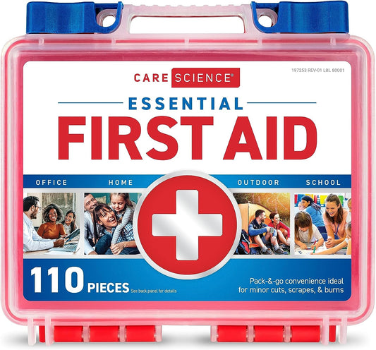 First Aid Kit, 110 Pieces | Professional Use for Travel, Work, School, Home, Car, Emergency, Survival, Camping, Hiking, and More