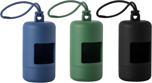 3Pack Dog Poop Bag Holder for Leash Lightweight Pet Waste Bag Dispenser with Leash Attachment Portable Plastic Doggie Poop Bag Dispensers,Blue Green Black
