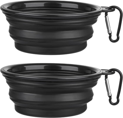 Dog Bowl Pet Collapsible Bowls, 2 Pack for Cats Dogs, Portable Pet Feeding Watering Dish for Walking Parking Traveling with 2 Carabiners (Small, Blue+Green)