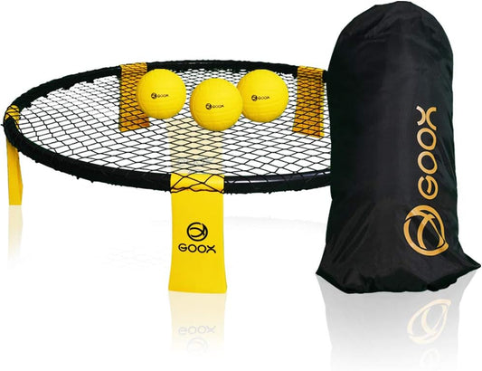 Outdoor Beach Ball Games with Carrying Bag, 3 Balls, Net and Strip Light (ONLY for Light up Set)- Roundnet Game Set for Family - Played Outdoors, Indoors, Beach, Lawn, Yard and Park