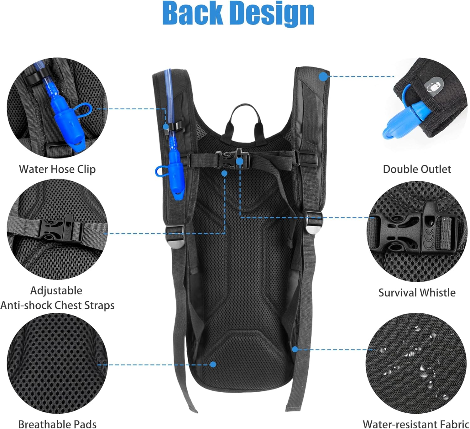 Hydration Backpack with 2L Hydration Bladder Water Backpack for Hiking Hydration Pack for Running Cycling Hiking